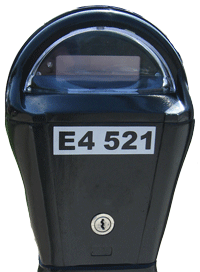 Parking Meter Showing the Parking Meter Number Label E4-521